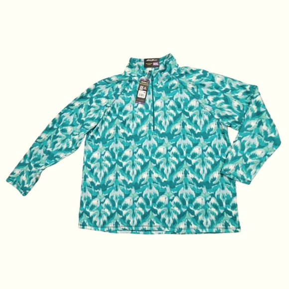 NEW Eddie Baurer Women's 1/4 Zip Pullover Teal/Aqua/White Polar Fleece - Picture 7 of 13